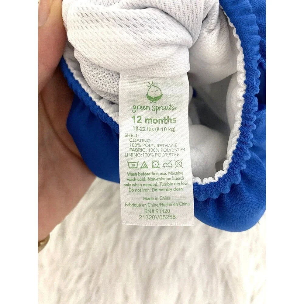 Green Sprouts Baby Swimsuit Diaper Boys Size 12 Months Blue Reusable Beach Swim